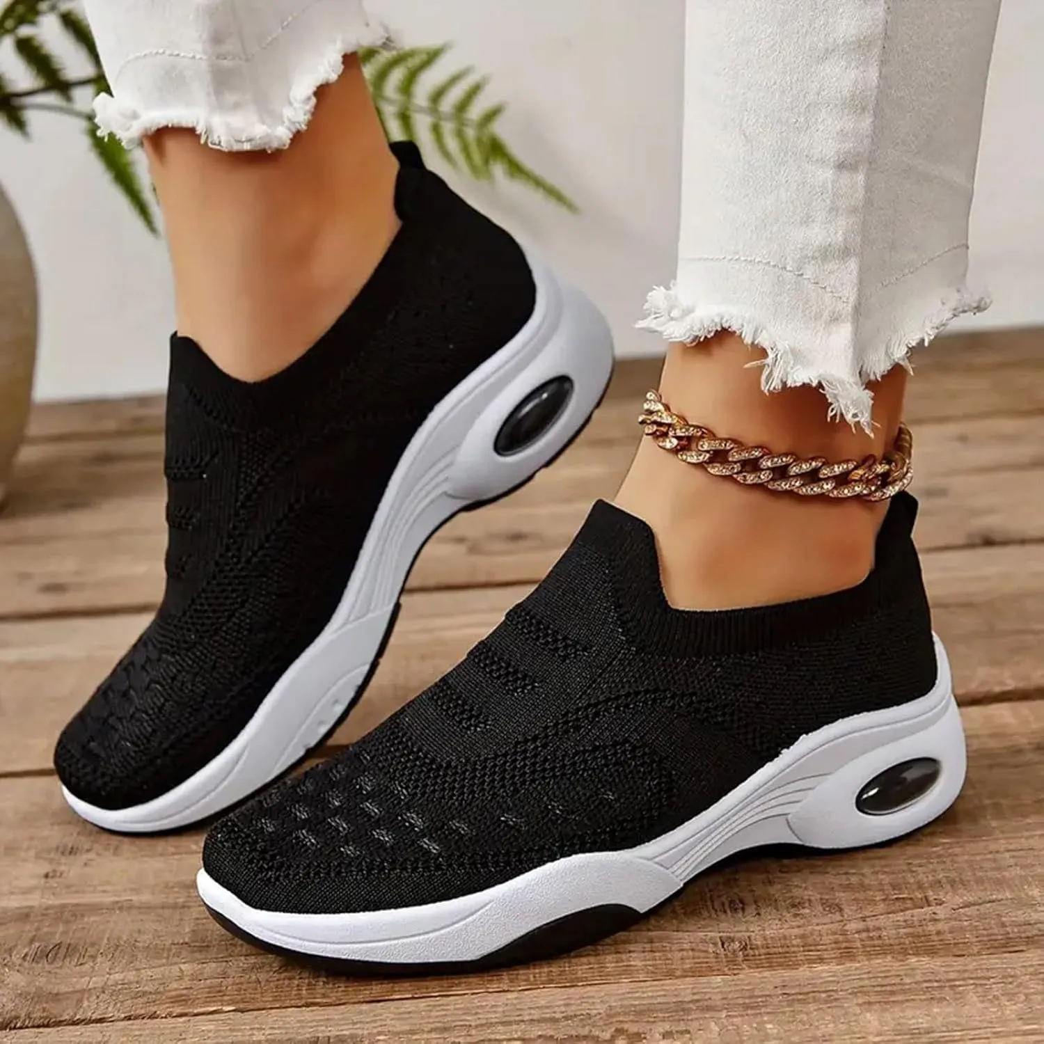 Arch Support Slip on Sneakers for Women Non Slip Workout Fashion Tennis Running Sneakers Business Office Shoe