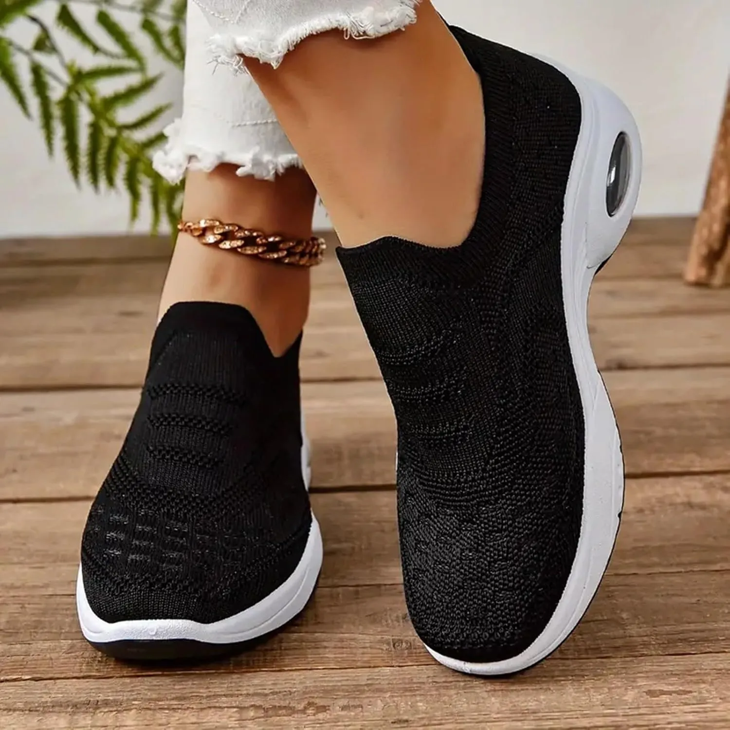 Arch Support Slip on Sneakers for Women Non Slip Workout Fashion Tennis Running Sneakers Business Office Shoe