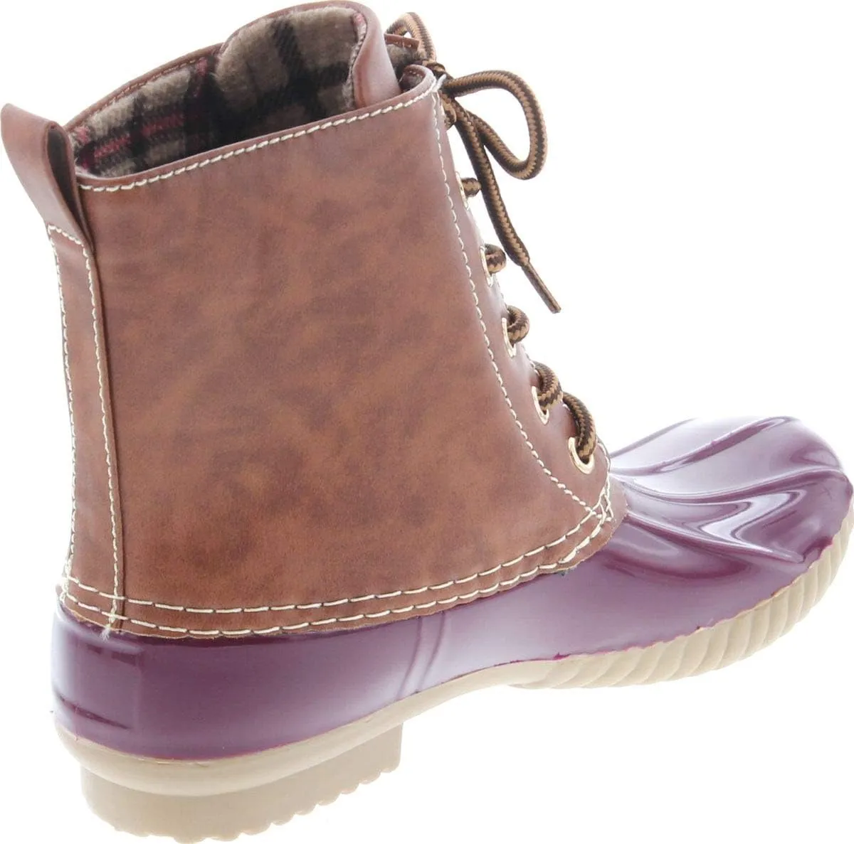 AXNY Women's Lace Up Two Tone Combat Style Calf Rain Boots