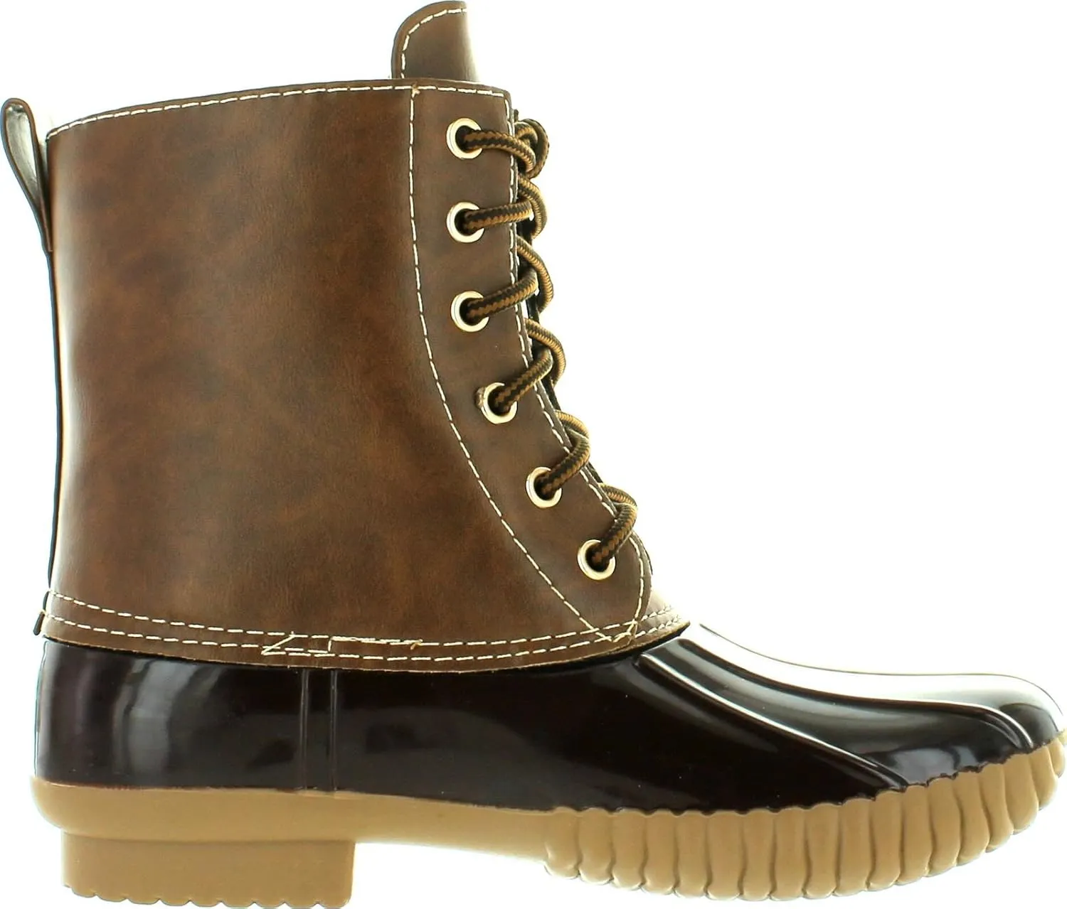 AXNY Women's Lace Up Two Tone Combat Style Calf Rain Boots