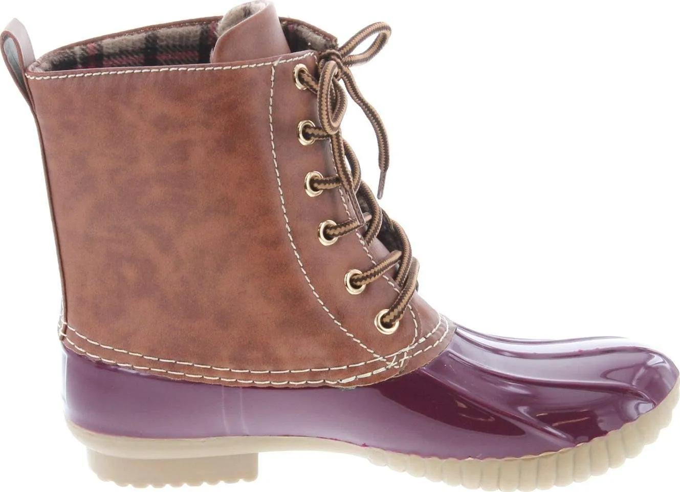 AXNY Women's Lace Up Two Tone Combat Style Calf Rain Boots