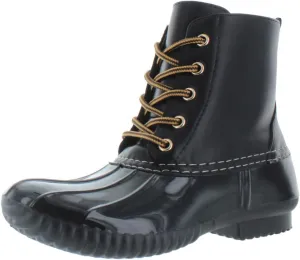 AXNY Women's Lace Up Two Tone Combat Style Calf Rain Boots