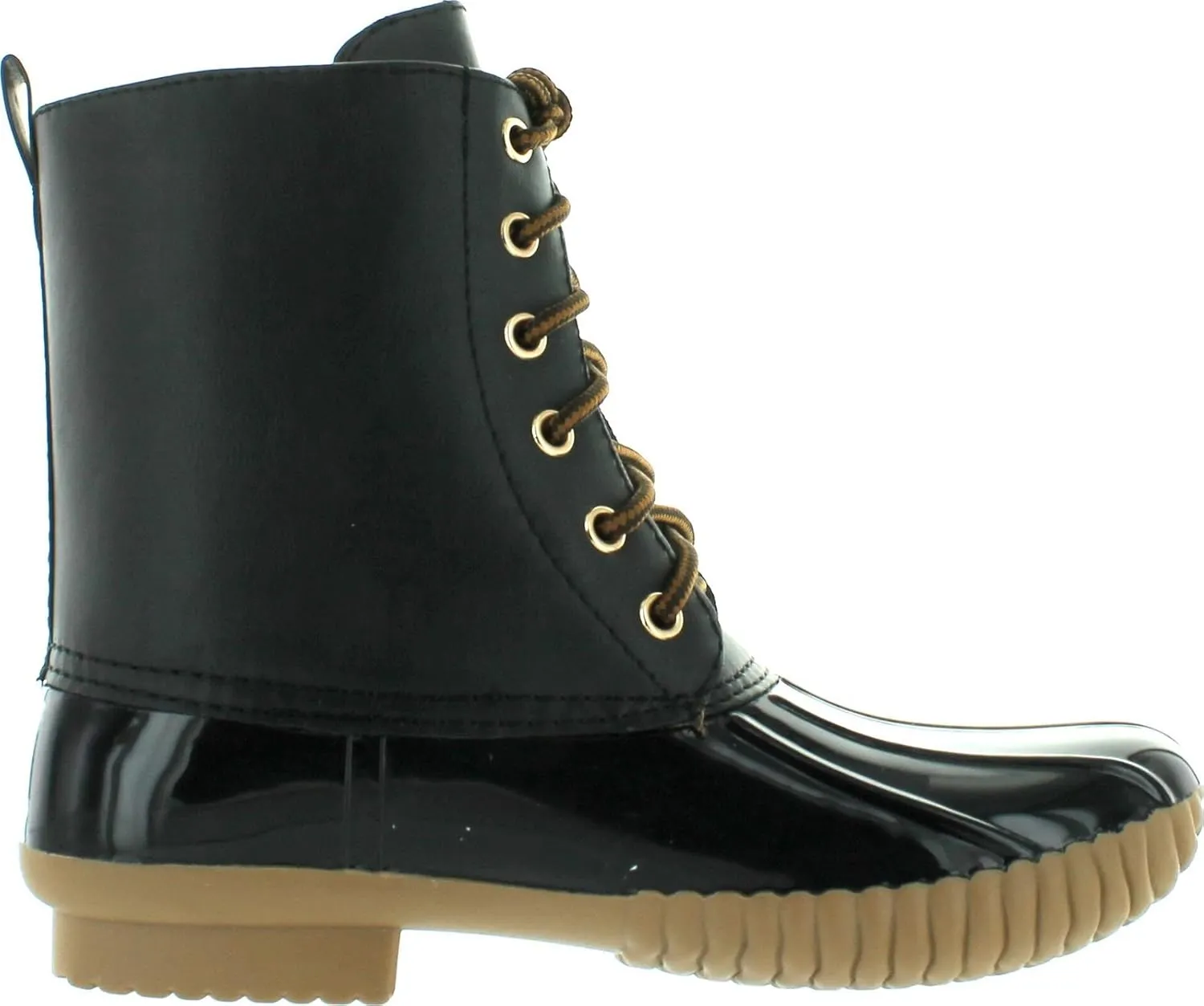 AXNY Women's Lace Up Two Tone Combat Style Calf Rain Boots