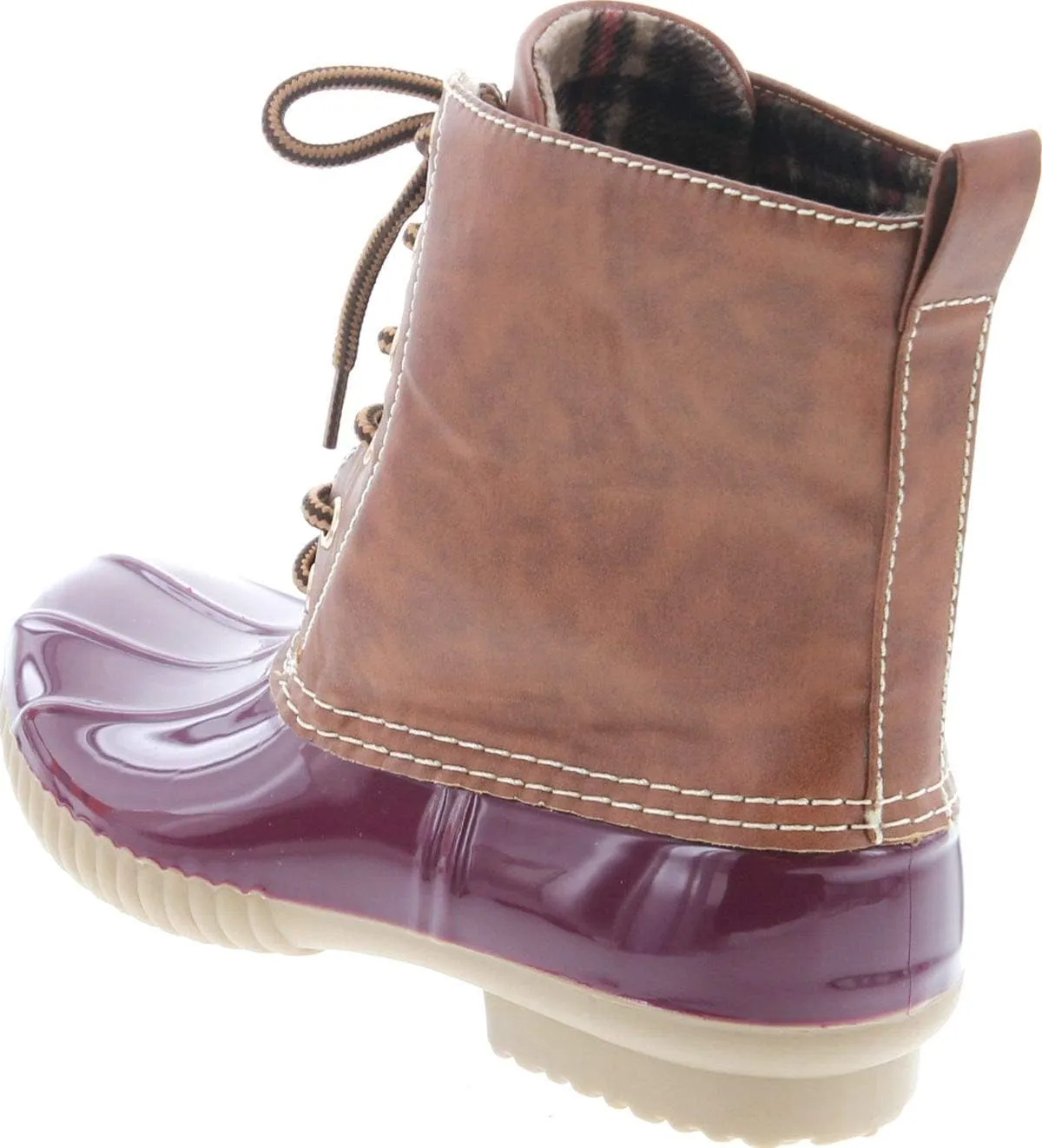 AXNY Women's Lace Up Two Tone Combat Style Calf Rain Boots