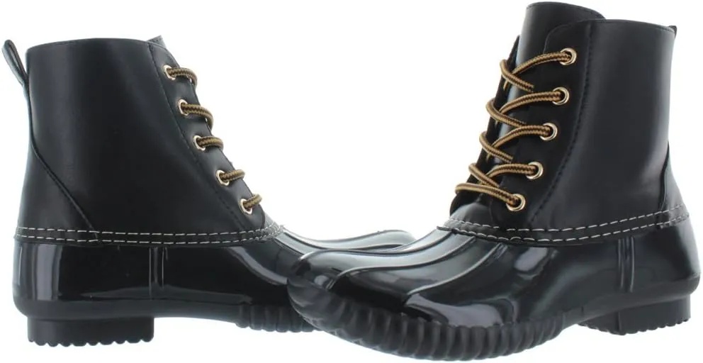AXNY Women's Lace Up Two Tone Combat Style Calf Rain Boots
