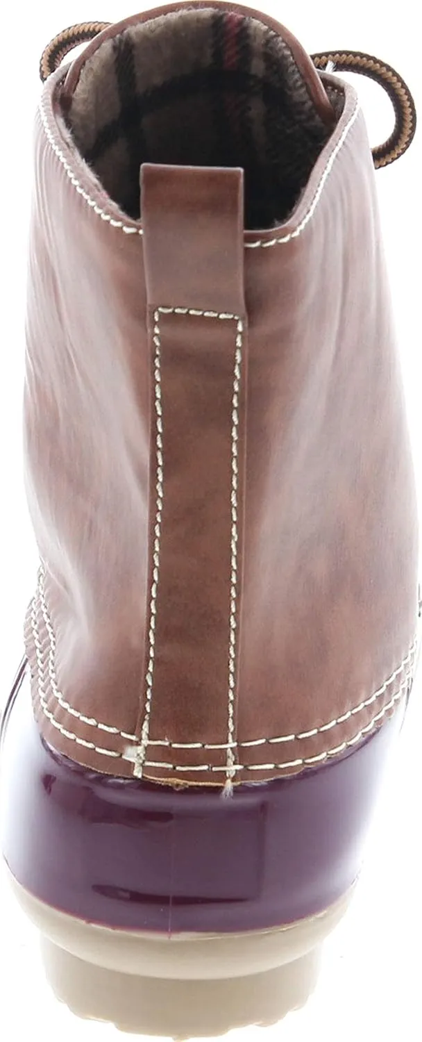 AXNY Women's Lace Up Two Tone Combat Style Calf Rain Boots