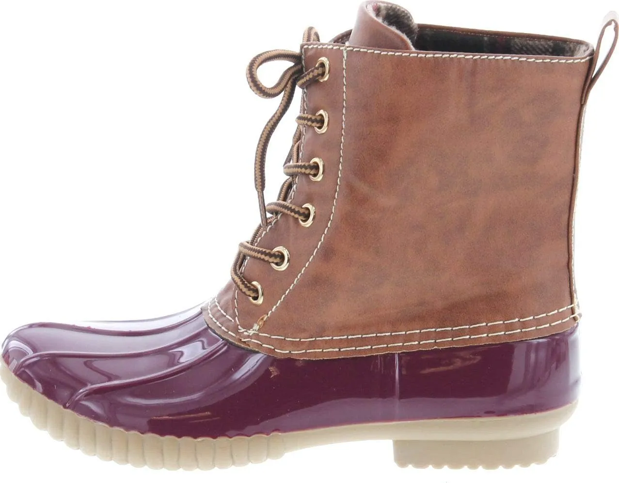 AXNY Women's Lace Up Two Tone Combat Style Calf Rain Boots