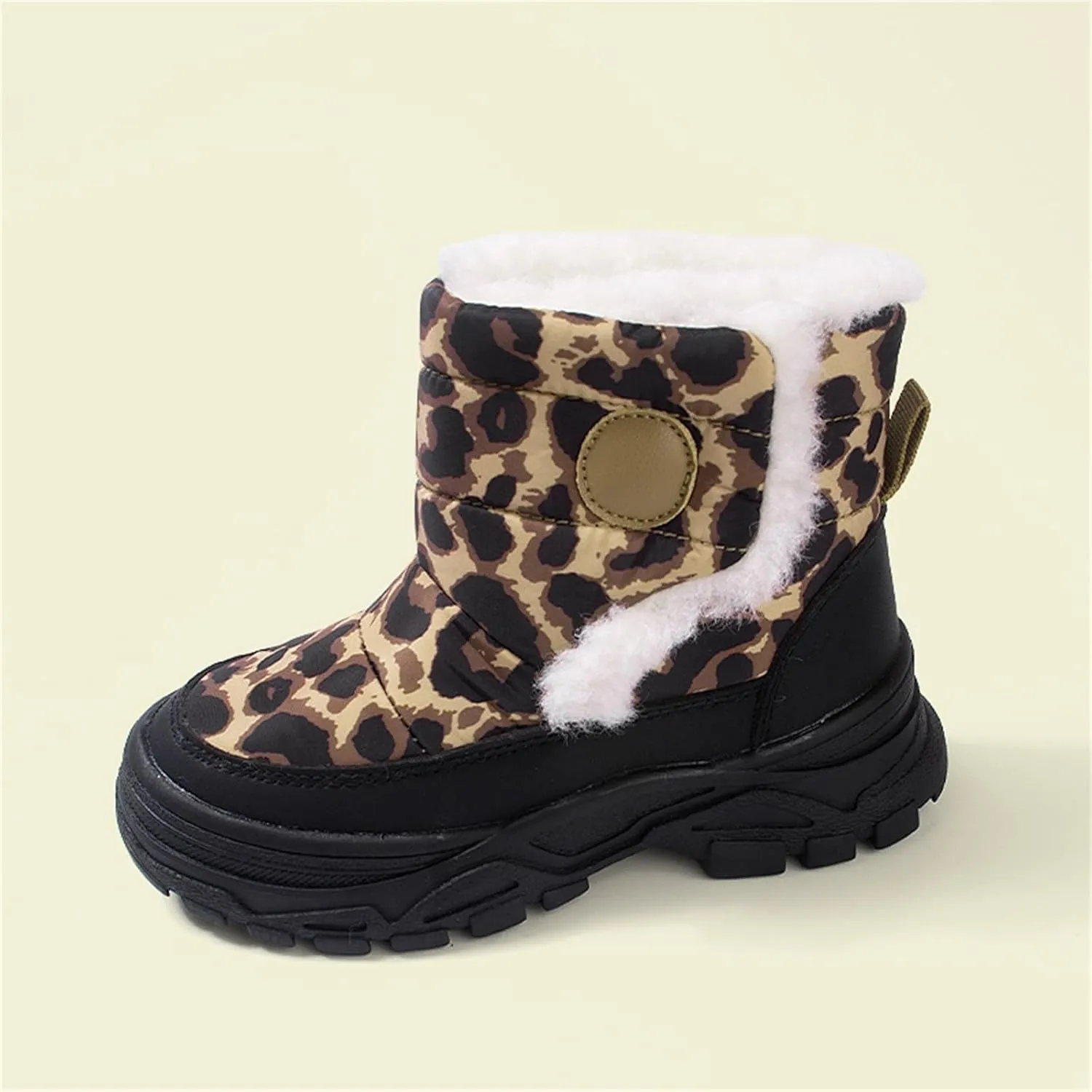 Baby Boys Girls Leopard Winter Warm Cozy Shoes Fleece Snow Boots Toddler Infant Non-Slip Faux Fr Leather Boots Size 13