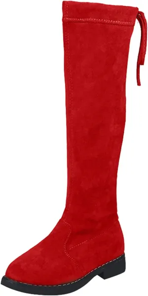 Baby Girls Long Boots Kids Black Tall Suede Snowboots Winter Warm Cozy Walking Non Slip Flat Shoes Fuzzy Lined Sneaker