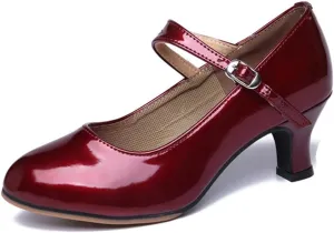 Ballroom Dance Shoes for Women Classic Dance Heels Prom Dancing Shoes for Woman Latin Salsa Dancing Heels,Glitter Leather Closed Toe Heels Shoes for Outdoors