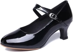 Ballroom Dance Shoes for Women Classic Dance Heels Prom Dancing Shoes for Woman Latin Salsa Dancing Heels,Glitter Leather Closed Toe Heels Shoes for Outdoors