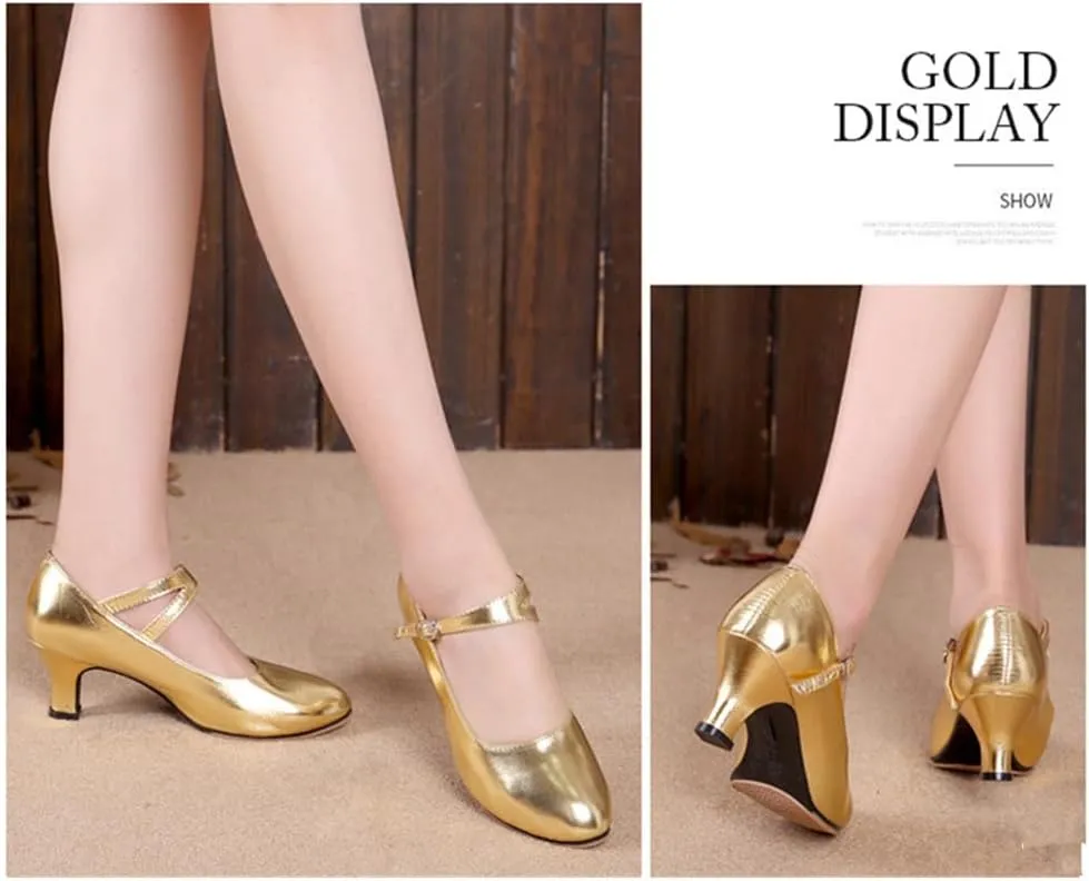 Ballroom Dance Shoes for Women Classic Dance Heels Prom Dancing Shoes for Woman Latin Salsa Dancing Heels,Glitter Leather Closed Toe Heels Shoes for Outdoors