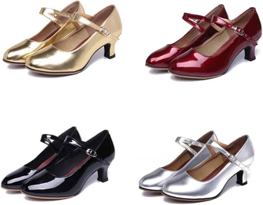 Ballroom Dance Shoes for Women Classic Dance Heels Prom Dancing Shoes for Woman Latin Salsa Dancing Heels,Glitter Leather Closed Toe Heels Shoes for Outdoors