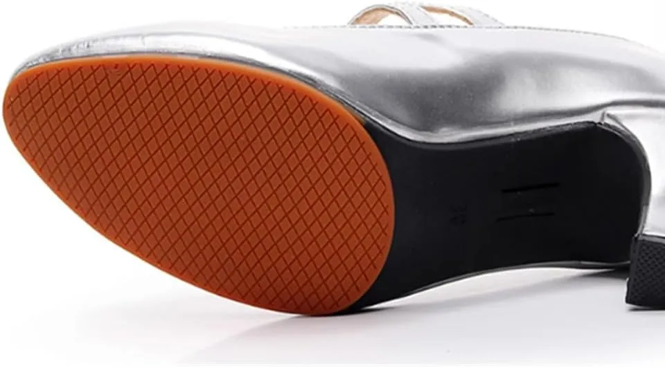 Ballroom Dance Shoes for Women Classic Dance Heels Prom Dancing Shoes for Woman Latin Salsa Dancing Heels,Glitter Leather Closed Toe Heels Shoes for Outdoors