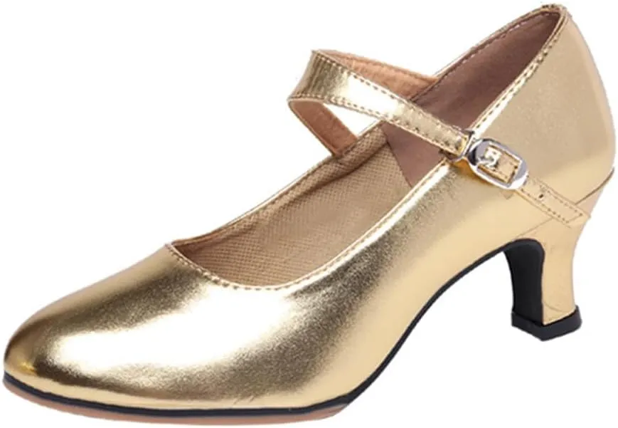 Ballroom Dance Shoes for Women Classic Dance Heels Prom Dancing Shoes for Woman Latin Salsa Dancing Heels,Glitter Leather Closed Toe Heels Shoes for Outdoors