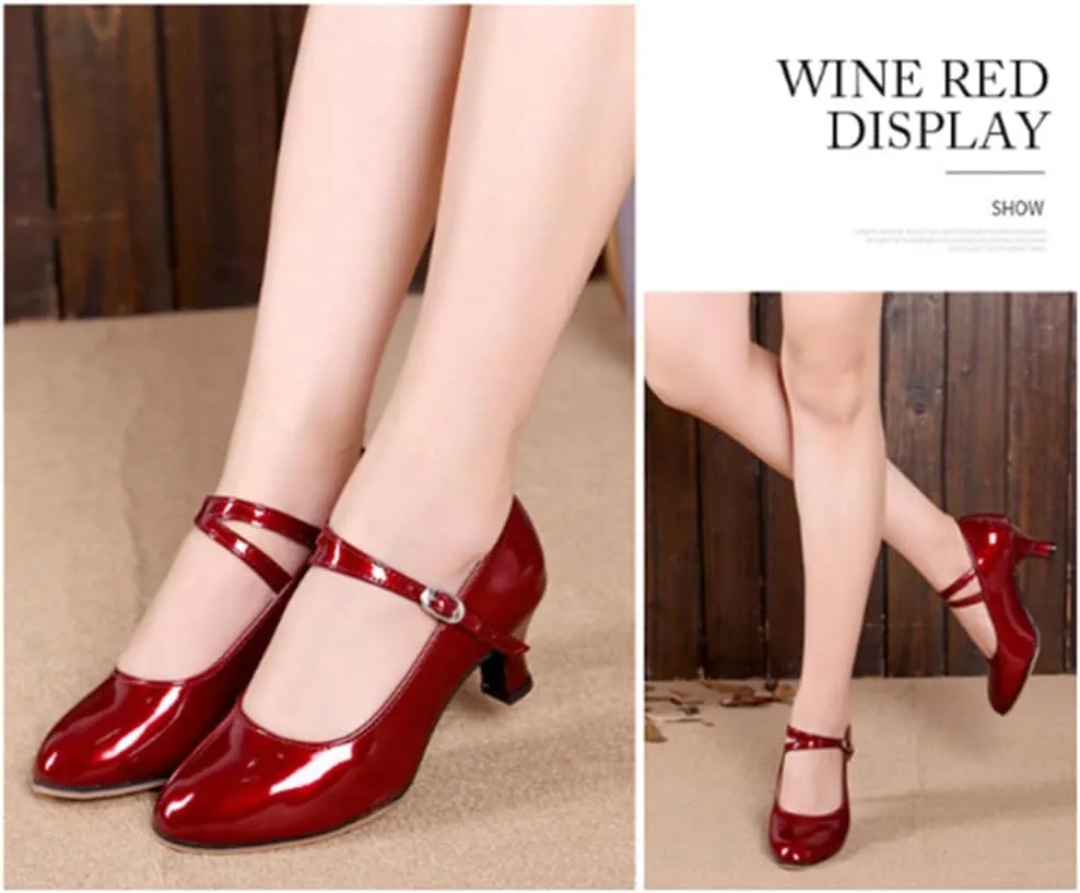 Ballroom Dance Shoes for Women Classic Dance Heels Prom Dancing Shoes for Woman Latin Salsa Dancing Heels,Glitter Leather Closed Toe Heels Shoes for Outdoors