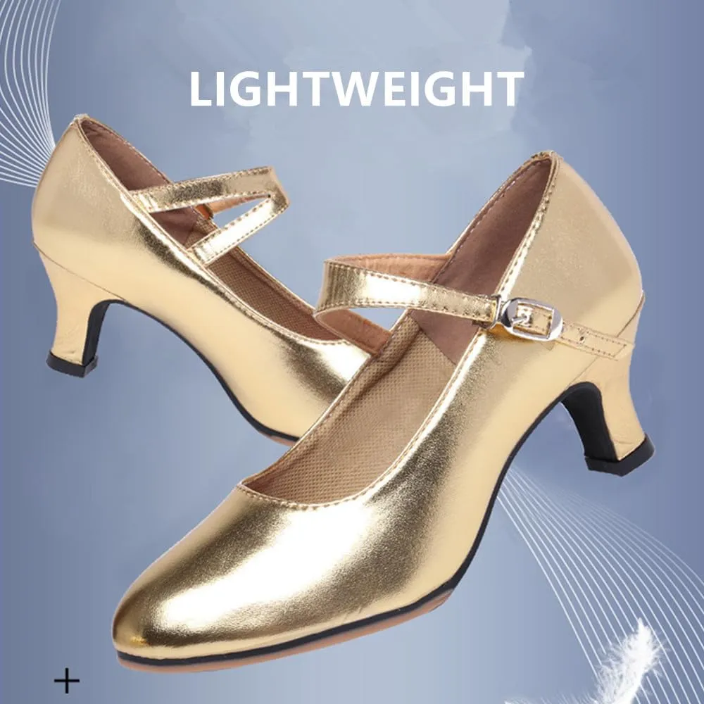 Ballroom Dance Shoes for Women Classic Dance Heels Prom Dancing Shoes for Woman Latin Salsa Dancing Heels,Glitter Leather Closed Toe Heels Shoes for Outdoors