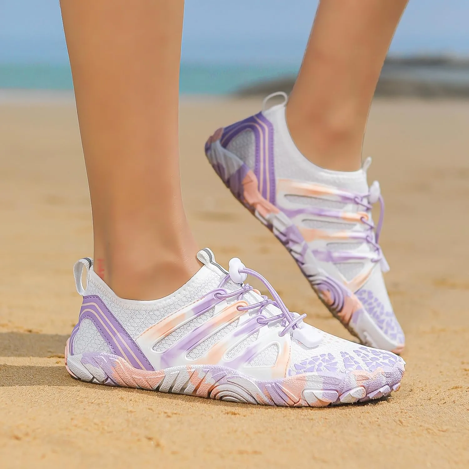 Barefoot Water Shoes for Women Men Wide Toe Quick-Dry Footwear Lightweight Mesh Breathable Aqua Shoes Beach Swim Yoga Exercise Surf Slip On Sneakers for Men Women