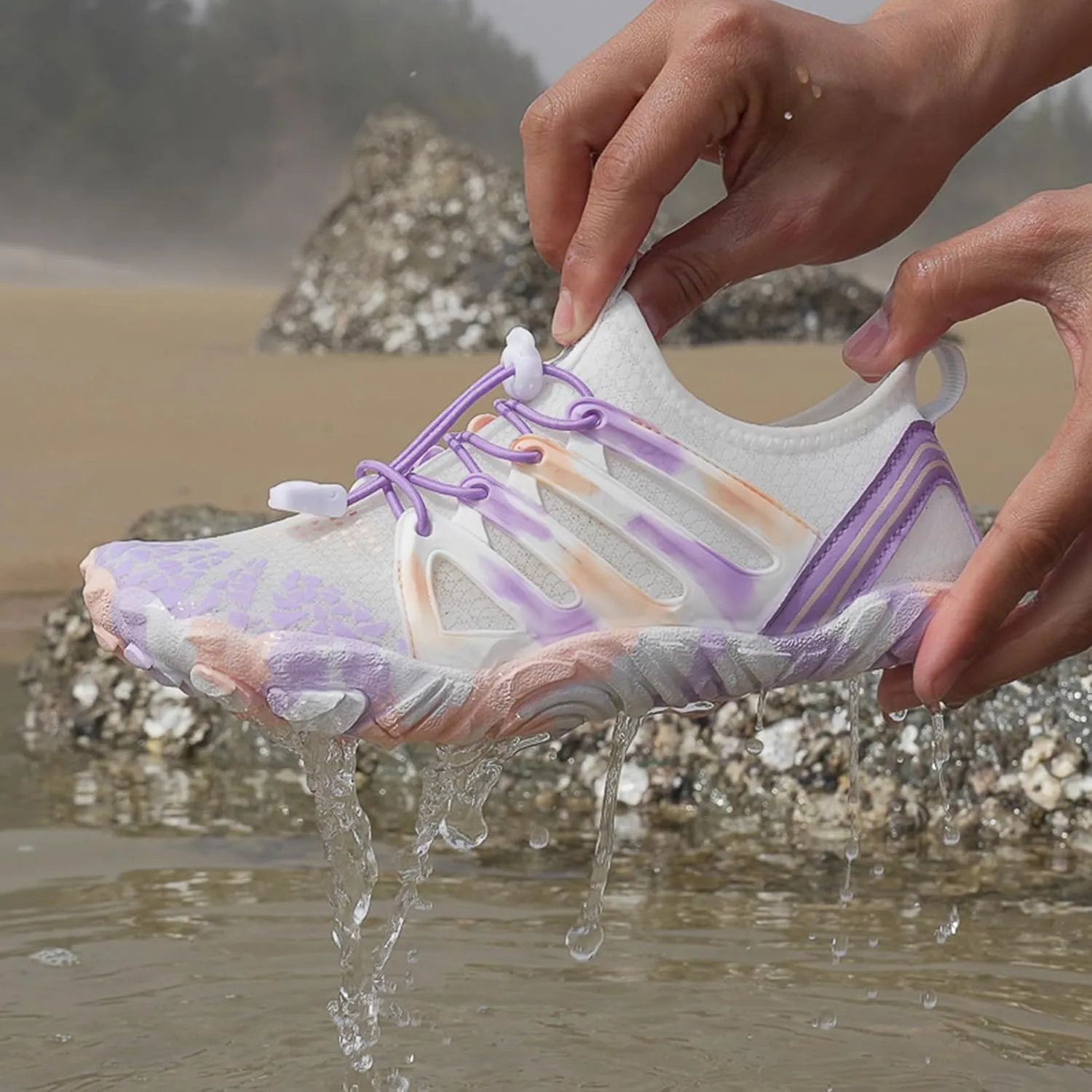 Barefoot Water Shoes for Women Men Wide Toe Quick-Dry Footwear Lightweight Mesh Breathable Aqua Shoes Beach Swim Yoga Exercise Surf Slip On Sneakers for Men Women