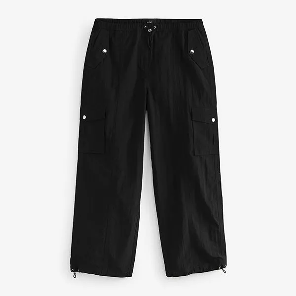 Black Parachute Pull On Cargo Trousers