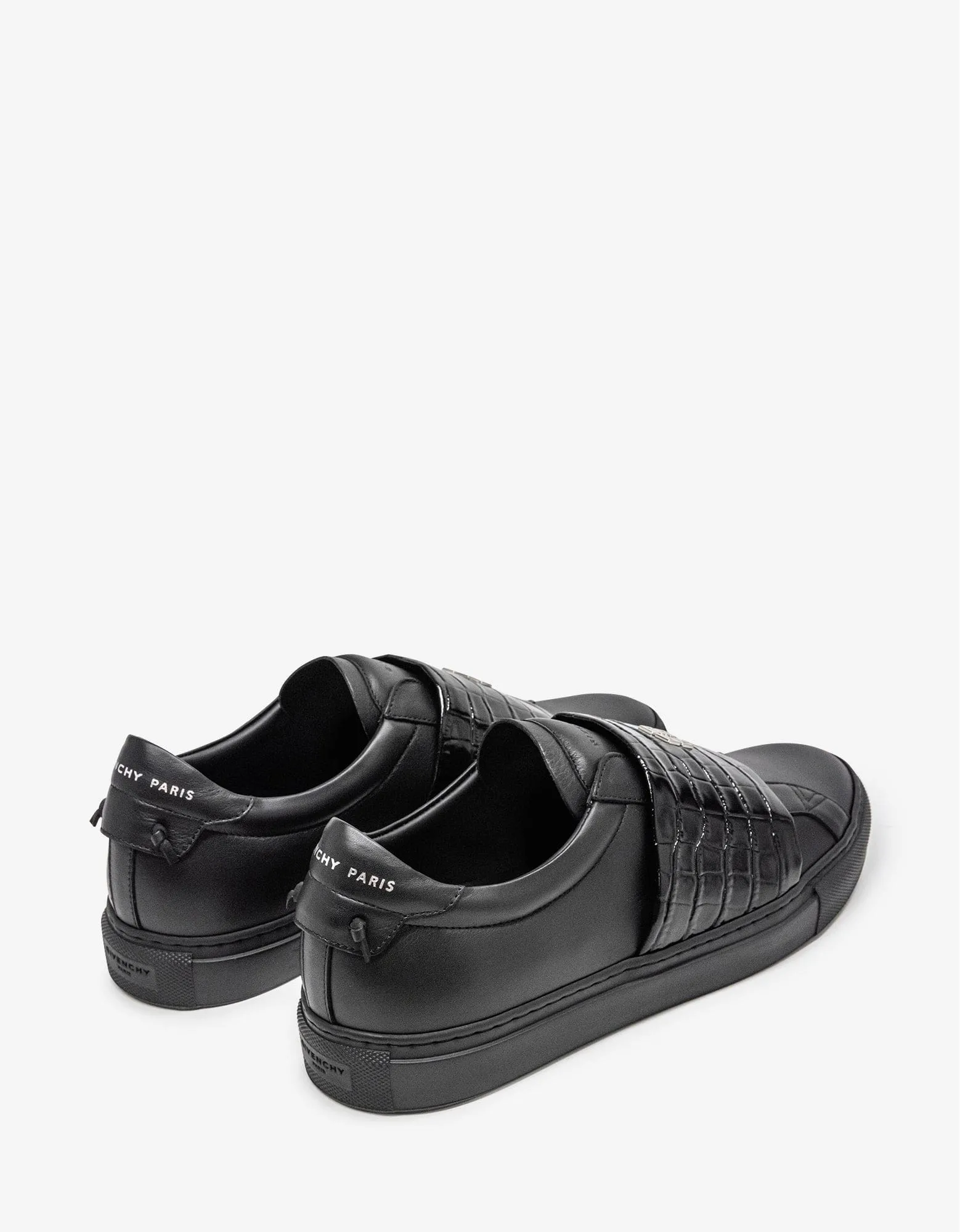 Black Urban Street Crocodile-Embossed Trainers