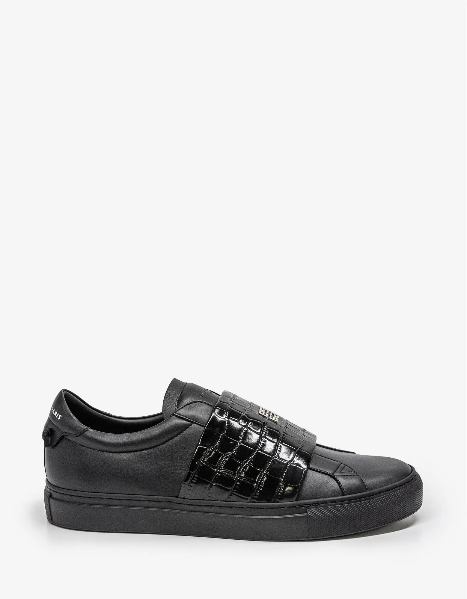 Black Urban Street Crocodile-Embossed Trainers