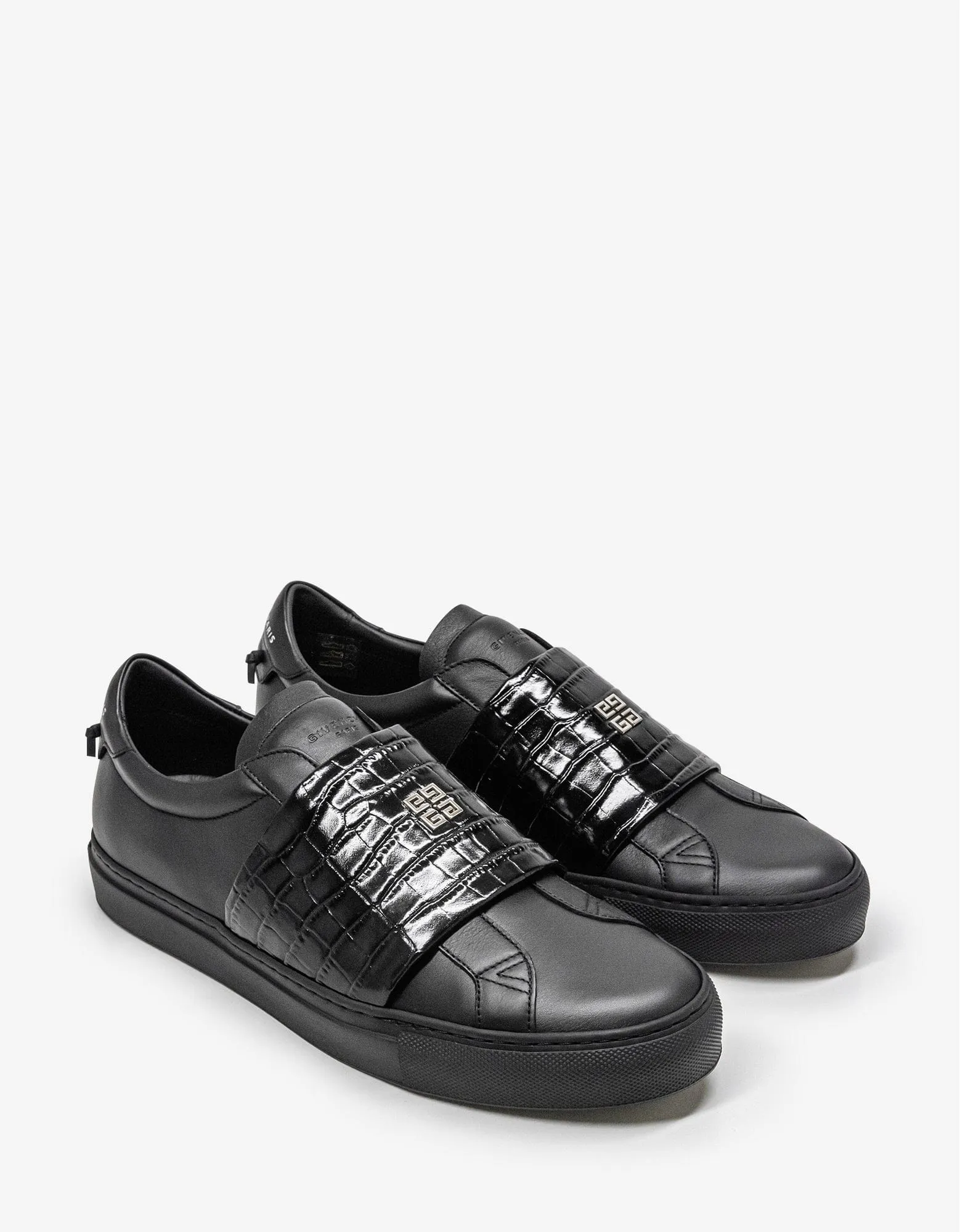 Black Urban Street Crocodile-Embossed Trainers