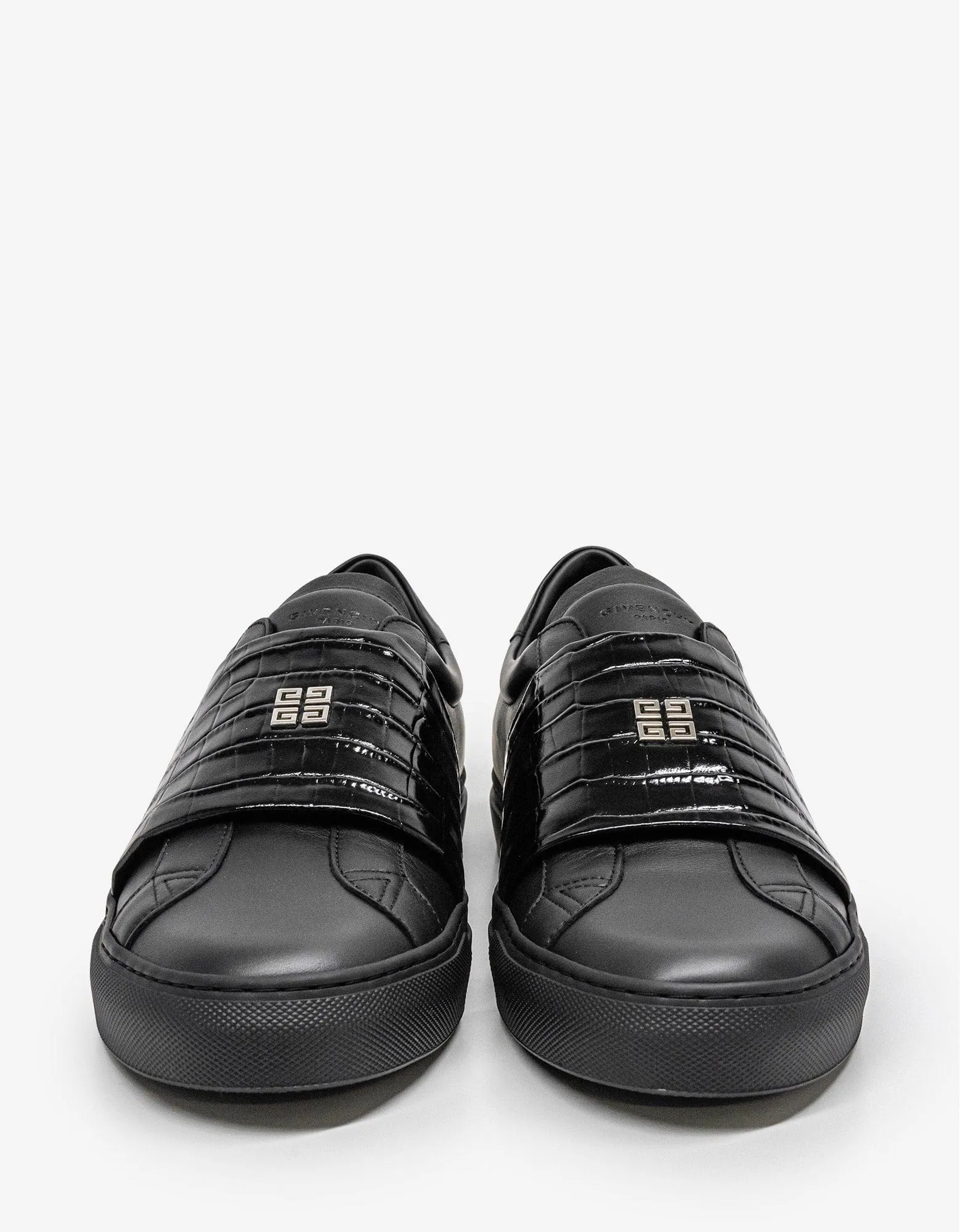 Black Urban Street Crocodile-Embossed Trainers