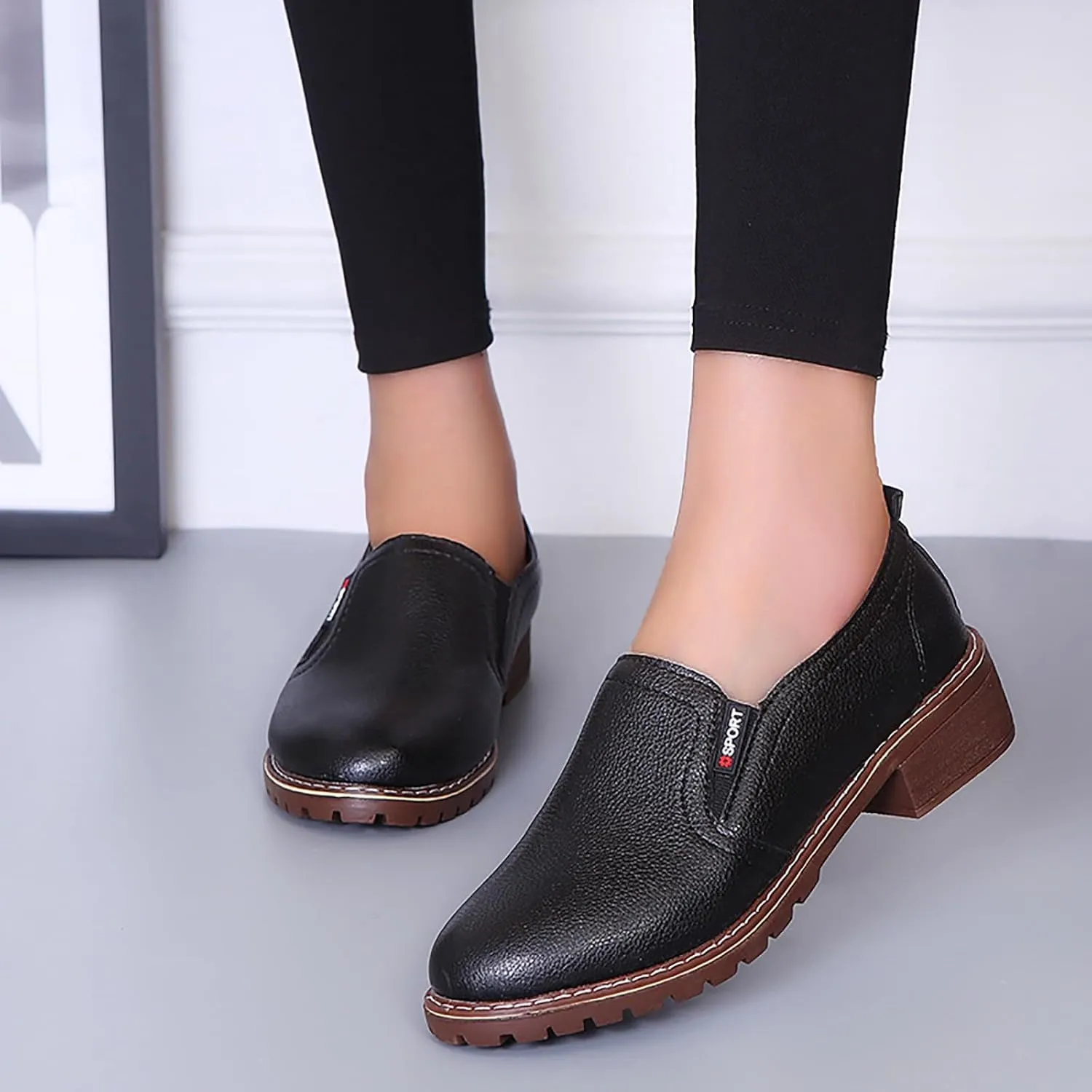 Boots for Women Round Toe Block Heel Comfortable Ankle Boots Lug Sole Waterproof Platform Retro Trendy Booties