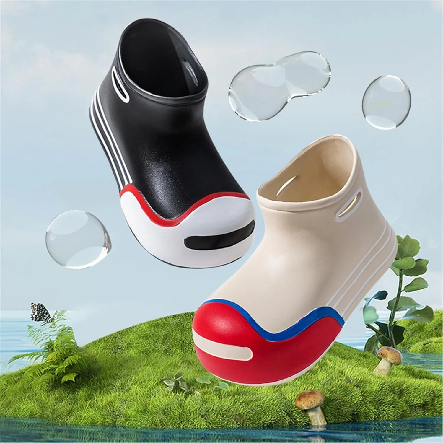 Boys Girls Soft Cute Rain Boots Big Kids Children Rain Boots Portable Comfortable Anti Slip Rainy Girls Leather Shoes