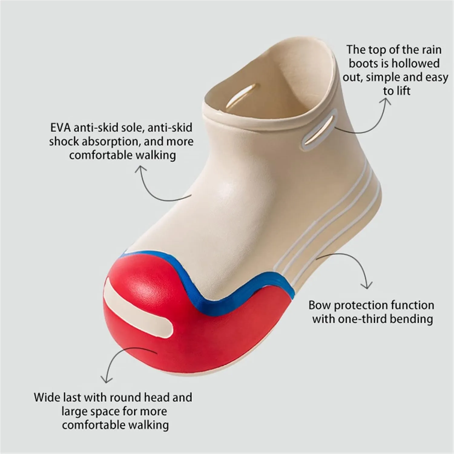 Boys Girls Soft Cute Rain Boots Big Kids Children Rain Boots Portable Comfortable Anti Slip Rainy Girls Leather Shoes