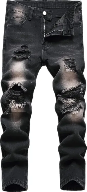 Boy's Skinny Fit Ripped Distressed Fashion Washed Denim Jeans Pants