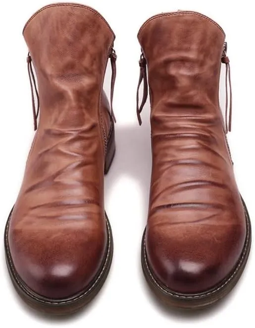 Chelsea Boots High Top Vintage Leather Round Toe Flat Short Boots Hiking Boots Work Boots Cowboy Boots Western Boots