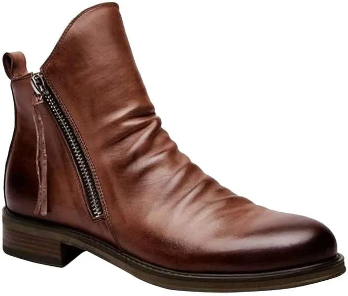 Chelsea Boots High Top Vintage Leather Round Toe Flat Short Boots Hiking Boots Work Boots Cowboy Boots Western Boots
