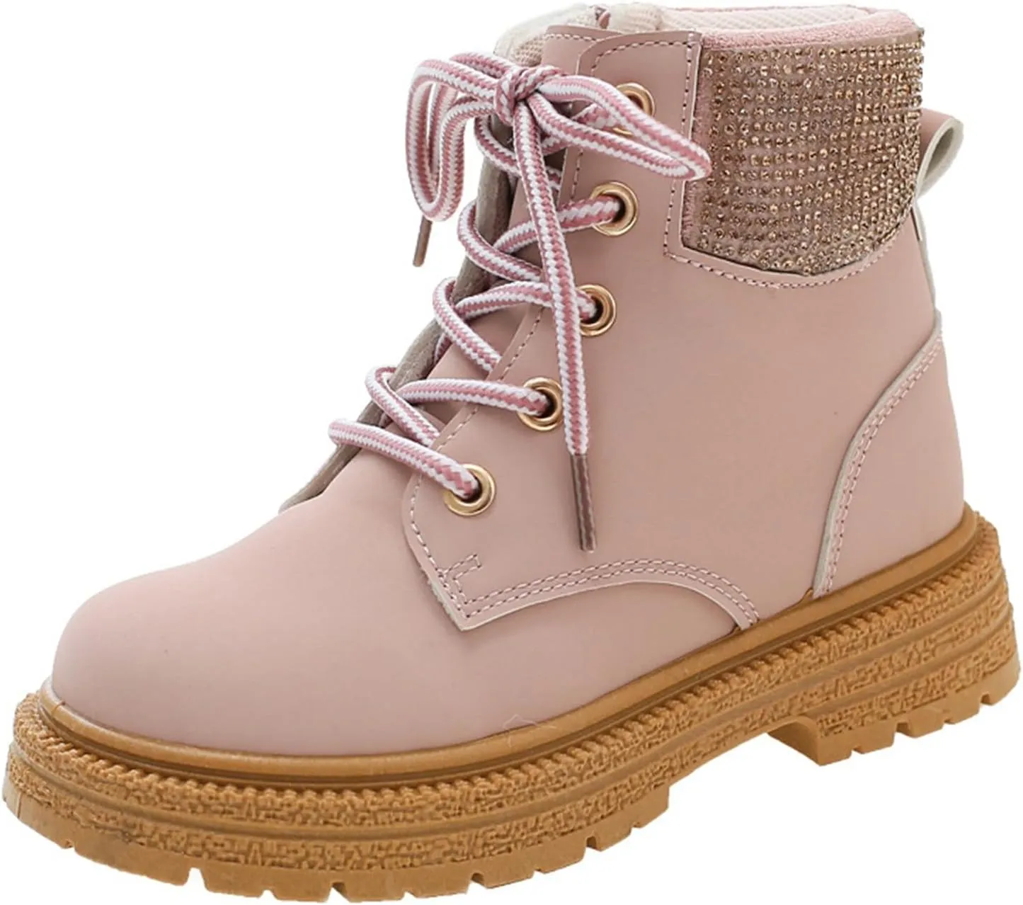 Combat Ankle Boots Kids Girls Dress Booties Platform Chunky Block Heel Boots Side Zipper Combat Shoes Snow Boots