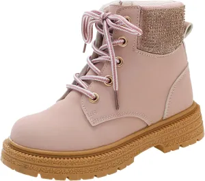 Combat Ankle Boots Kids Girls Dress Booties Platform Chunky Block Heel Boots Side Zipper Combat Shoes Snow Boots