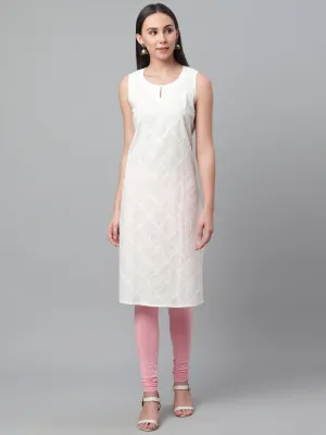 Cream Pintucks Chikankari Kurta