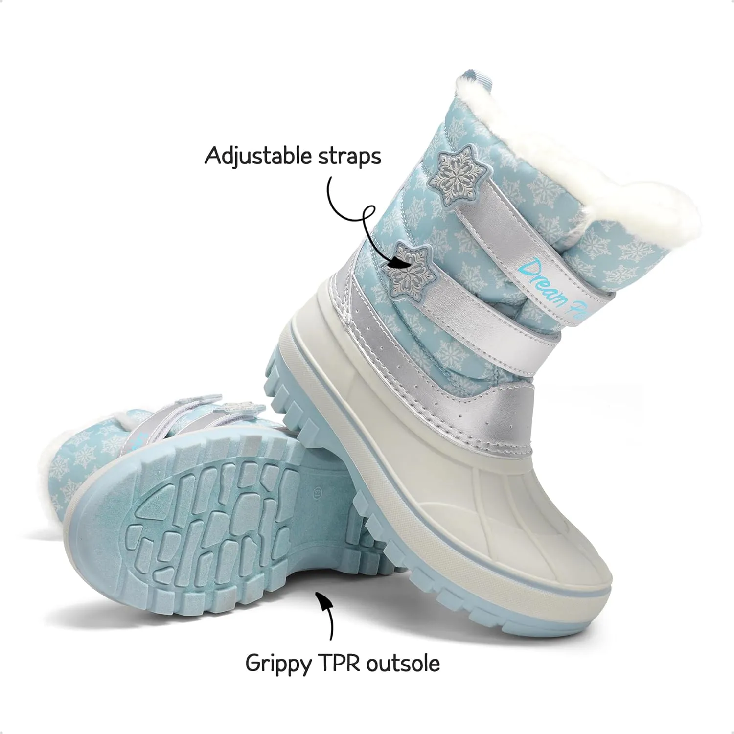 DREAM PAIRS Boys Girls Snow Boots Water-Resistant Outdoor Sport Warm Cozy Anti-Slip Cute Ankle Winter Shoes for Toddler/Little/Big Kid