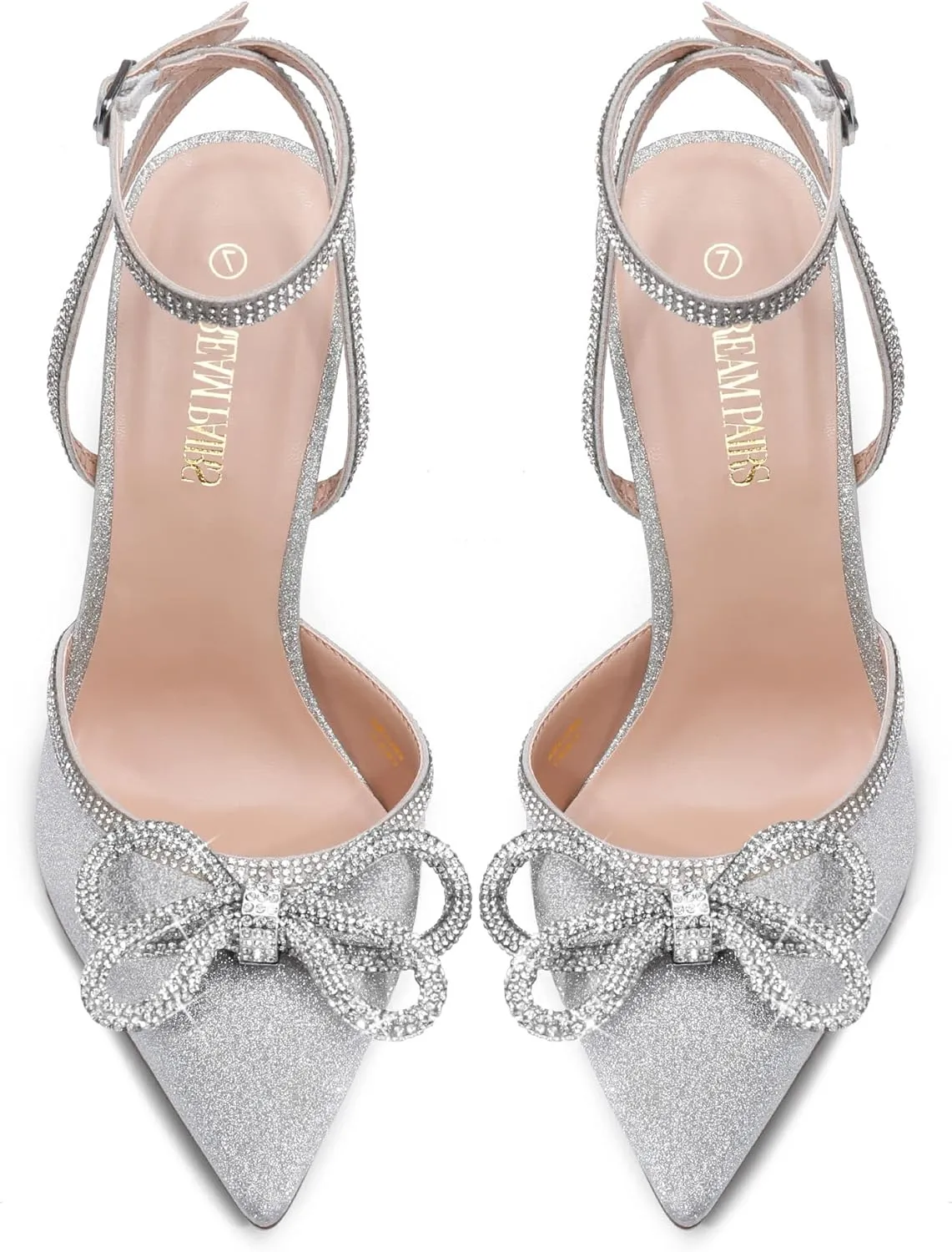 DREAM PAIRS Women's High Heels Destiny Closed Toe Strappy Heels Sexy Rhinestone Ankle Strap Pumps Wedding Bridal Party Dress Shoes