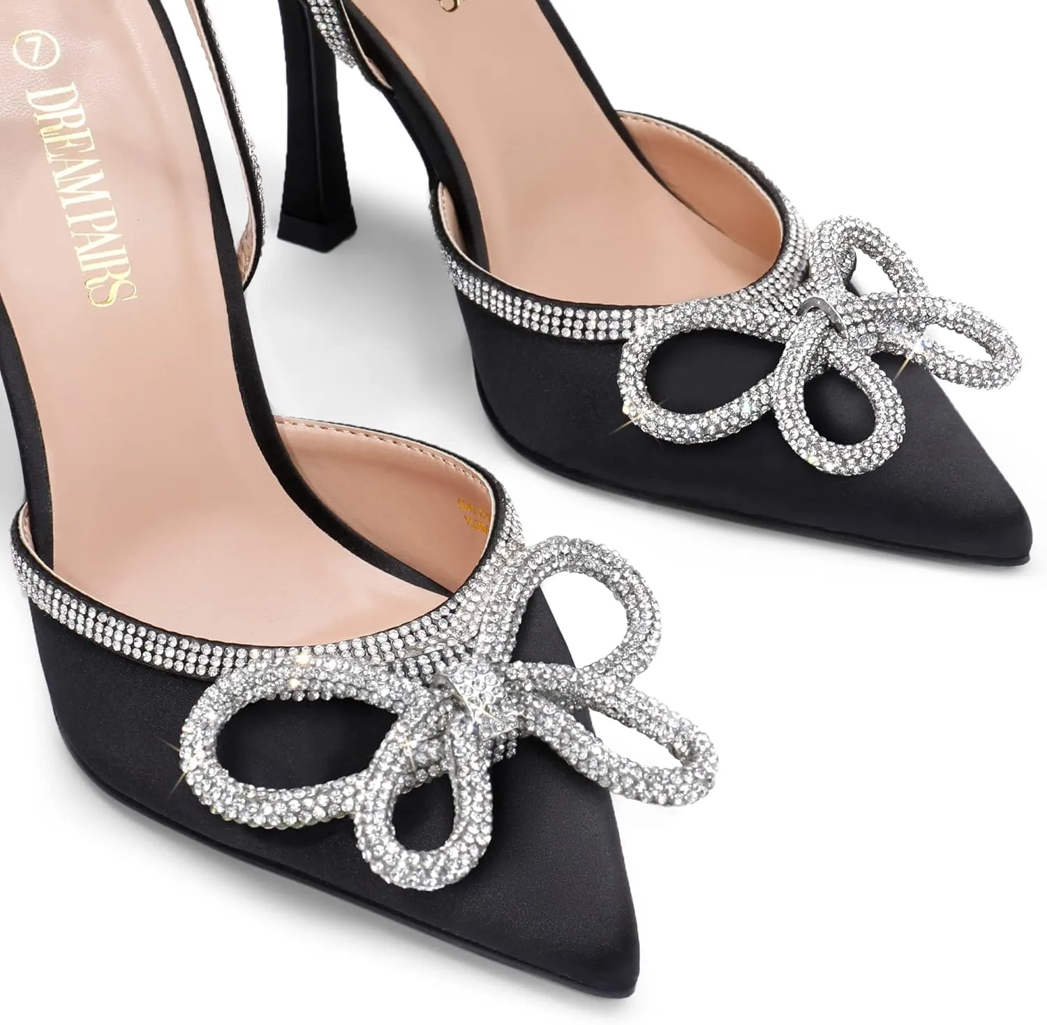 DREAM PAIRS Women's High Heels Destiny Closed Toe Strappy Heels Sexy Rhinestone Ankle Strap Pumps Wedding Bridal Party Dress Shoes