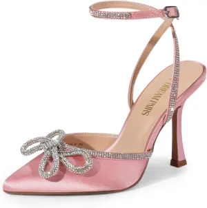 DREAM PAIRS Women's High Heels Destiny Closed Toe Strappy Heels Sexy Rhinestone Ankle Strap Pumps Wedding Bridal Party Dress Shoes