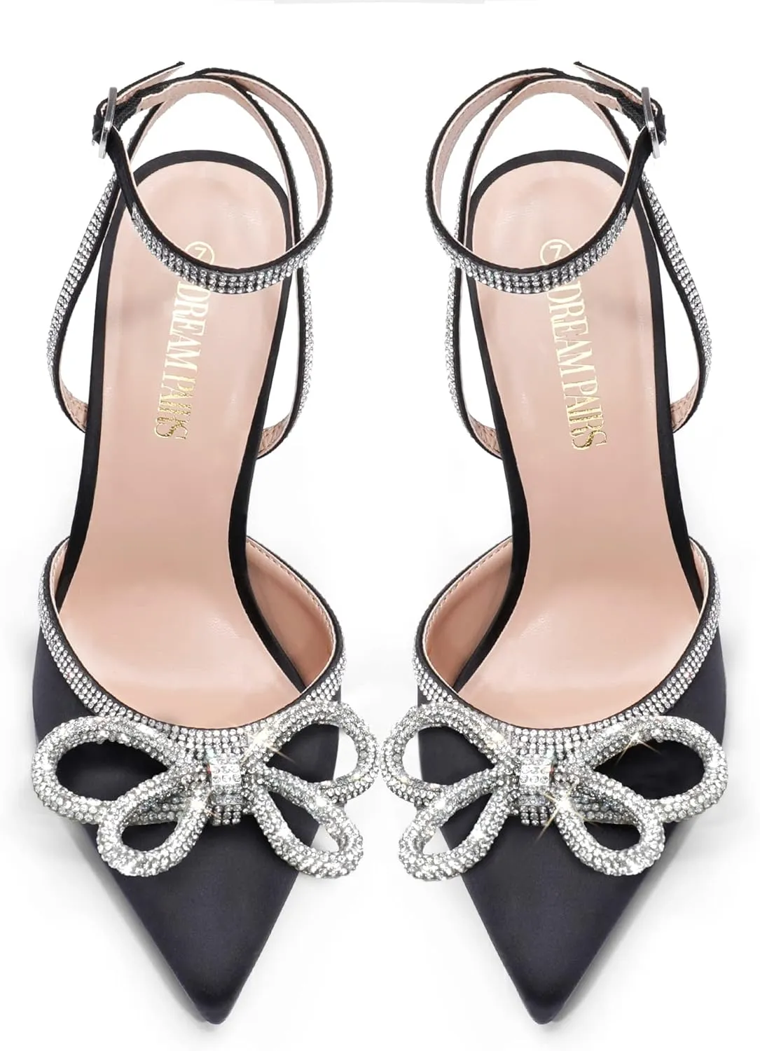 DREAM PAIRS Women's High Heels Destiny Closed Toe Strappy Heels Sexy Rhinestone Ankle Strap Pumps Wedding Bridal Party Dress Shoes