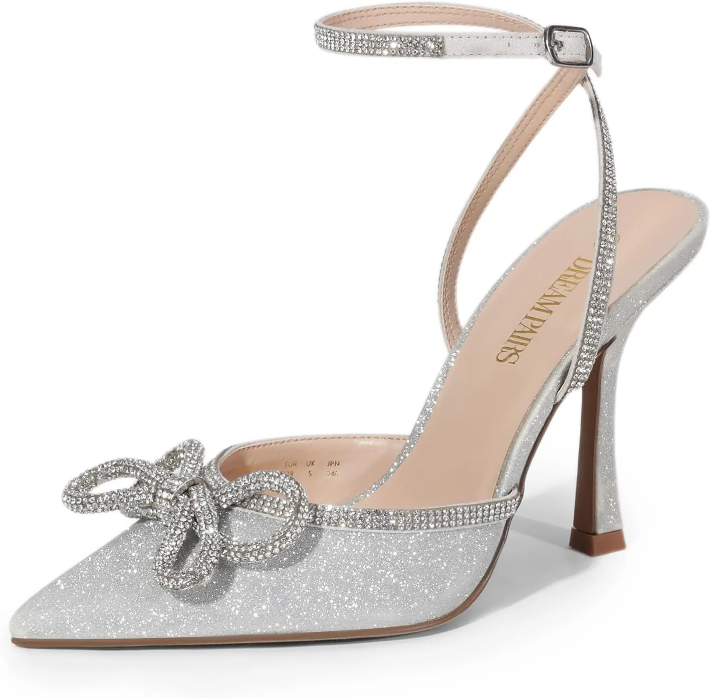 DREAM PAIRS Women's High Heels Destiny Closed Toe Strappy Heels Sexy Rhinestone Ankle Strap Pumps Wedding Bridal Party Dress Shoes