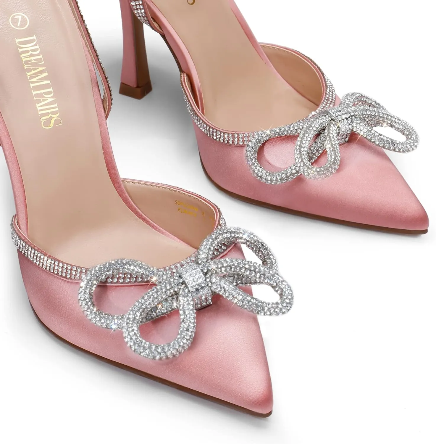 DREAM PAIRS Women's High Heels Destiny Closed Toe Strappy Heels Sexy Rhinestone Ankle Strap Pumps Wedding Bridal Party Dress Shoes