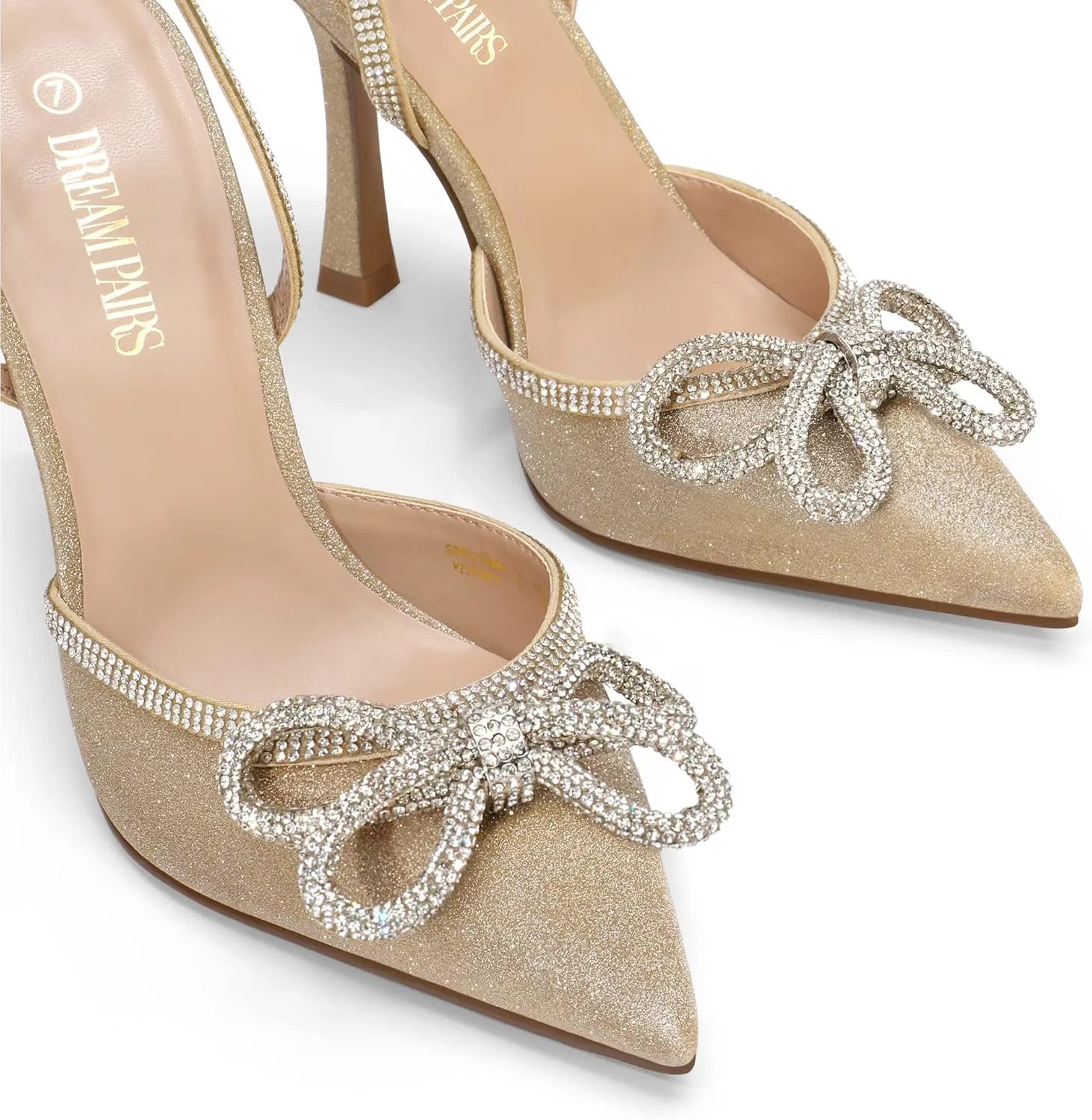 DREAM PAIRS Women's High Heels Destiny Closed Toe Strappy Heels Sexy Rhinestone Ankle Strap Pumps Wedding Bridal Party Dress Shoes