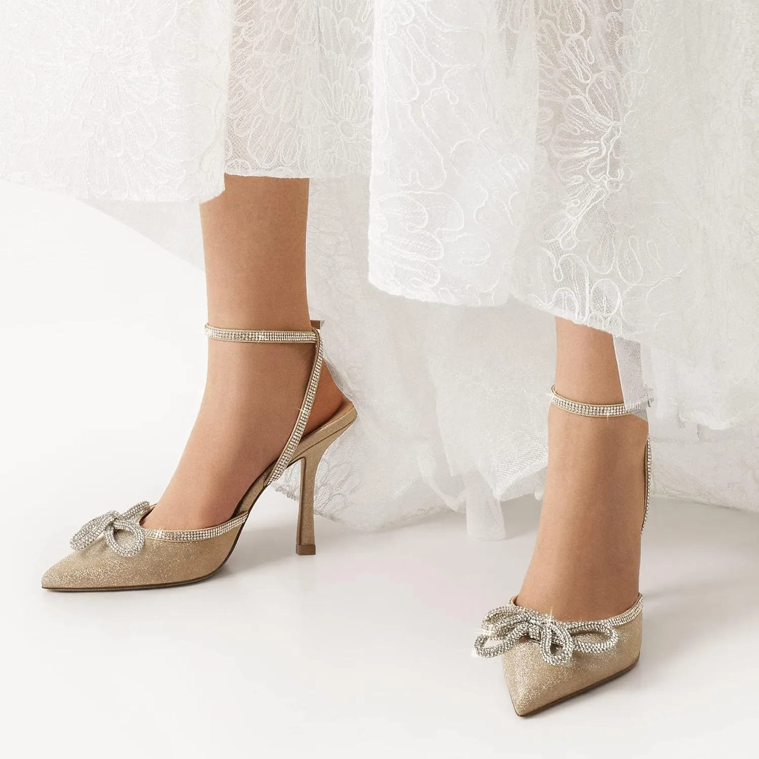 DREAM PAIRS Women's High Heels Destiny Closed Toe Strappy Heels Sexy Rhinestone Ankle Strap Pumps Wedding Bridal Party Dress Shoes