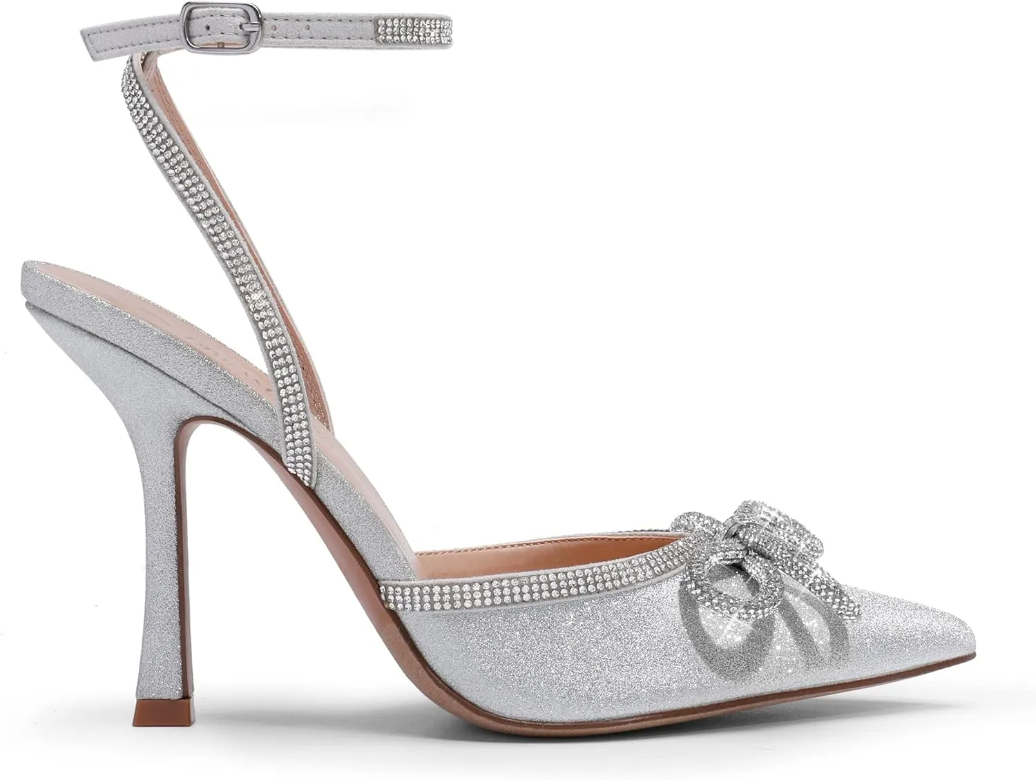 DREAM PAIRS Women's High Heels Destiny Closed Toe Strappy Heels Sexy Rhinestone Ankle Strap Pumps Wedding Bridal Party Dress Shoes