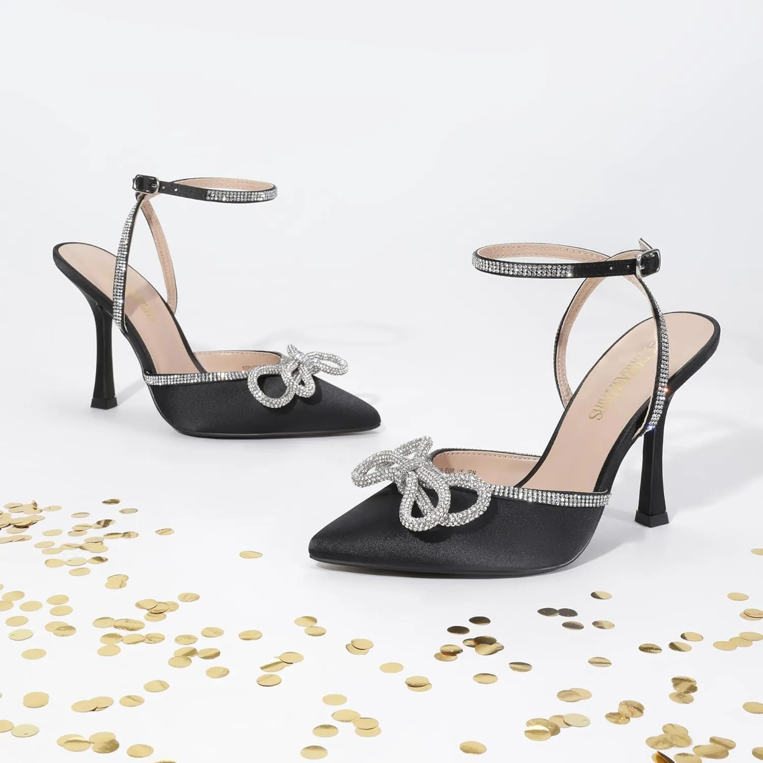 DREAM PAIRS Women's High Heels Destiny Closed Toe Strappy Heels Sexy Rhinestone Ankle Strap Pumps Wedding Bridal Party Dress Shoes