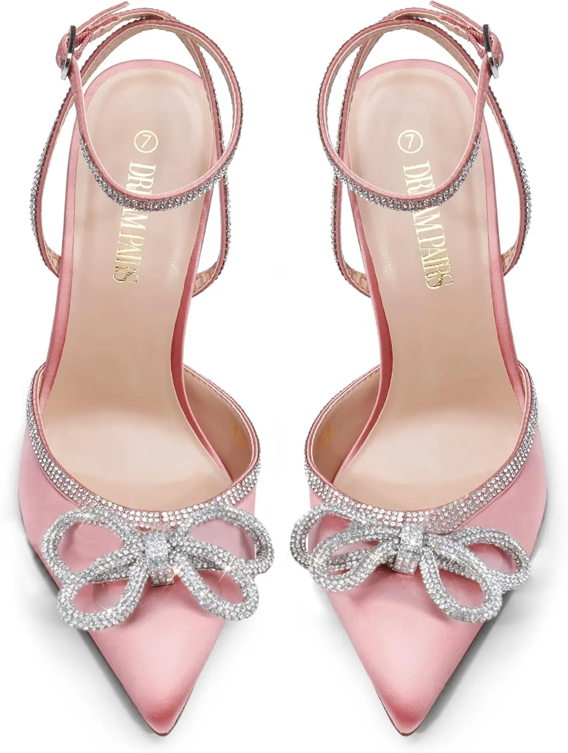 DREAM PAIRS Women's High Heels Destiny Closed Toe Strappy Heels Sexy Rhinestone Ankle Strap Pumps Wedding Bridal Party Dress Shoes
