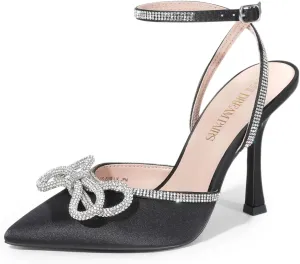 DREAM PAIRS Women's High Heels Destiny Closed Toe Strappy Heels Sexy Rhinestone Ankle Strap Pumps Wedding Bridal Party Dress Shoes